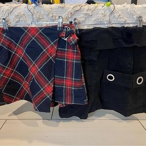 2 pair size 4/6 punk grunge style black carmar skirt & plaid bershka wrap skort